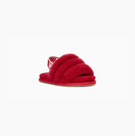 UGG Fluff Yeah Red Slides for Kids (EWUB94158)